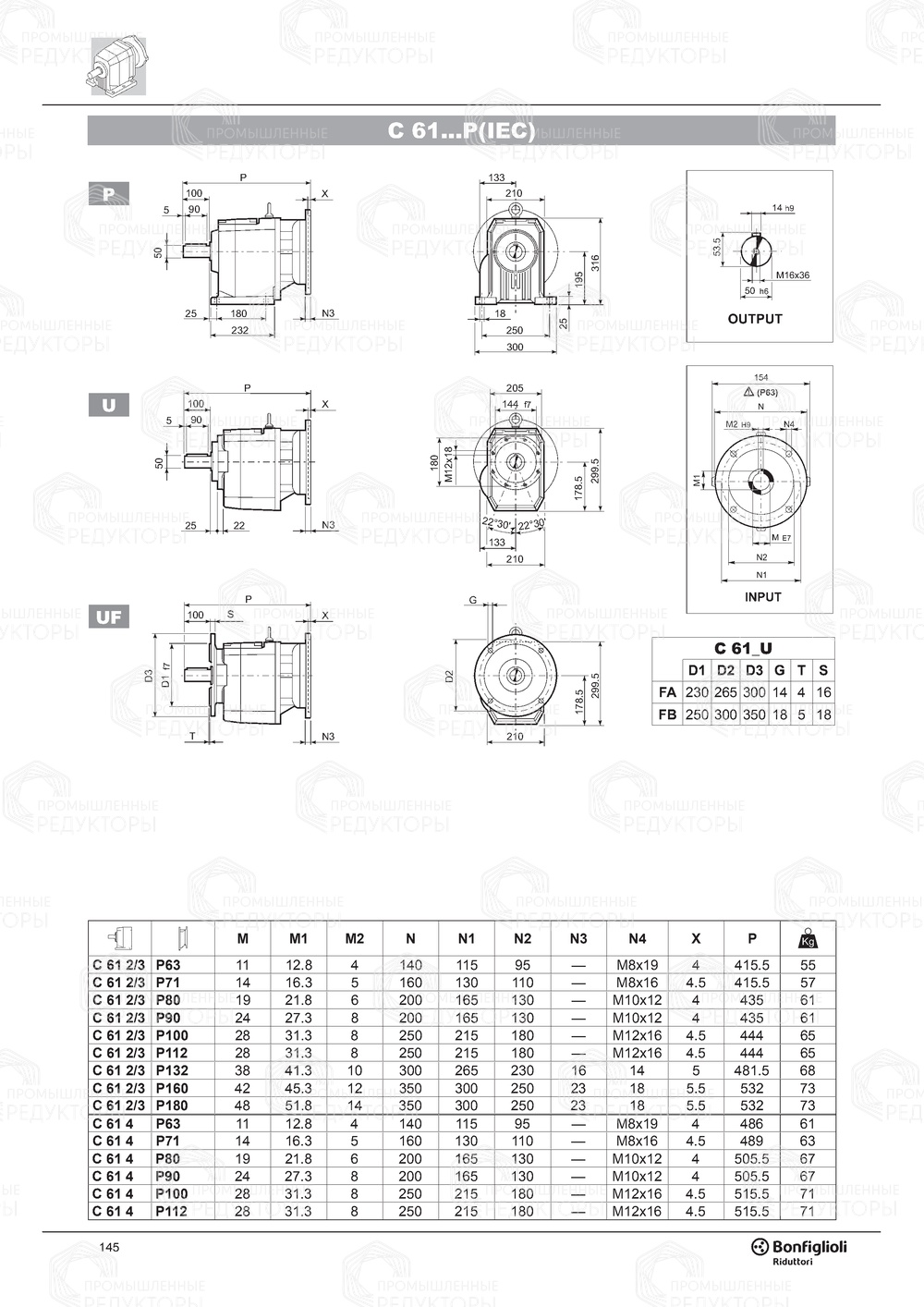 Мотор-редуктор Bonfiglioli C 61 Bonfiglioli C 61